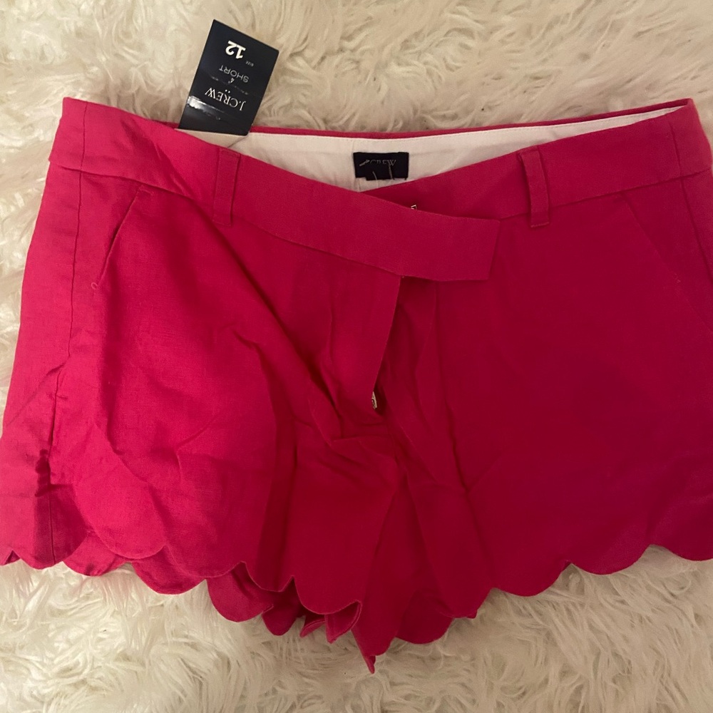 J. Crew Pink High Waist Scalloped Shorts